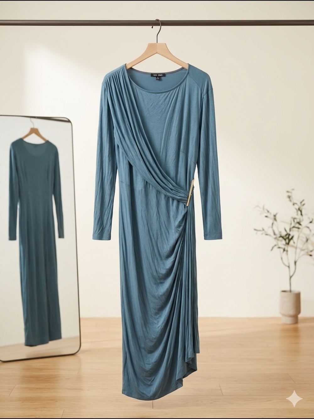 Fashion Nova Kiara Draped Midi Dress - Blue (1X) (EUC) - Picture 7 of 10